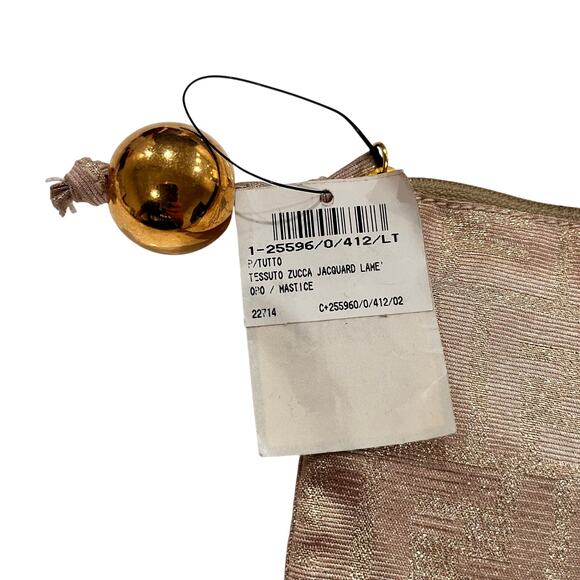 FENDI Metallic Shimmer Zucca Gold & Pink Gold Charm Ball Zippered Clutch Pouch - Picture 5 of 6